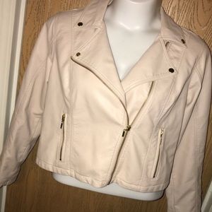 EUC Worn Once Blush Faux Leather Biker Moto Jacket